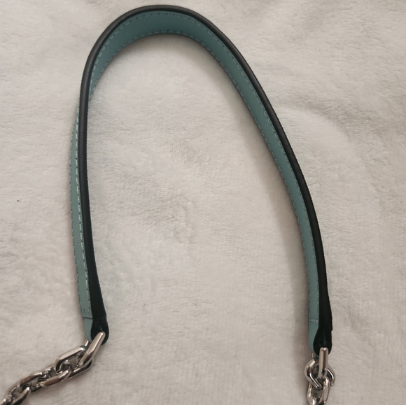 Marc Jacobs Hot Shot Leather Crossbody Bag Silver Chain Tie Dye Blue Multi NWT - Picture 7 of 13